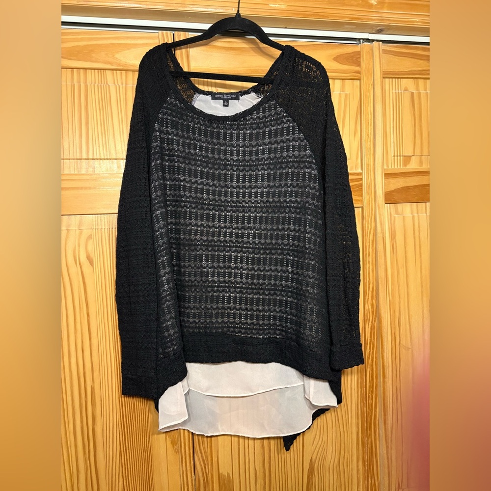 Green Envelope Black Two-fer Knit Top